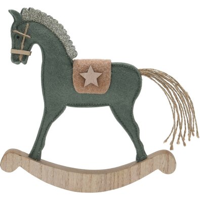 Dekoracja bożonarodzeniowa Konik na biegunach, zielony, 20 x 22 x 2 cm