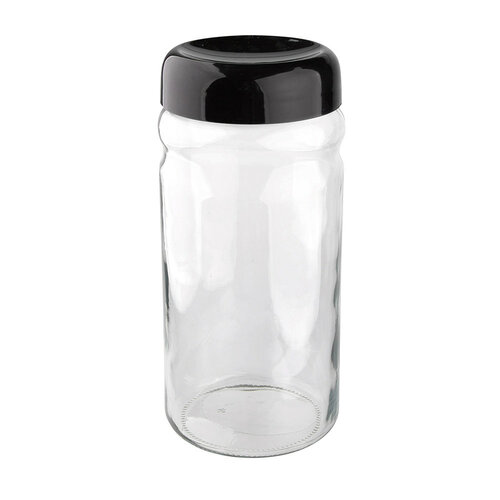 Doză din sticlă cu capac din plastic, 1,8 l, negru