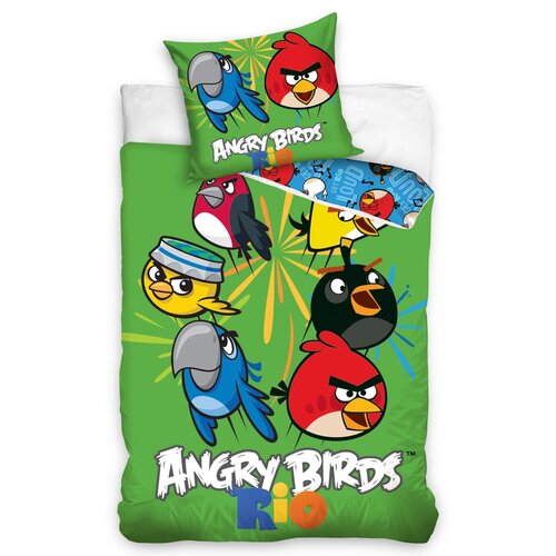 Dětské bavlnené obliečky Angry Birds Rio Mix, 140 x 200 cm, 70 x 80 cm