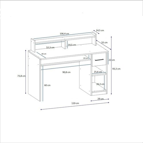 Birou de lucru Eslem Anthracite