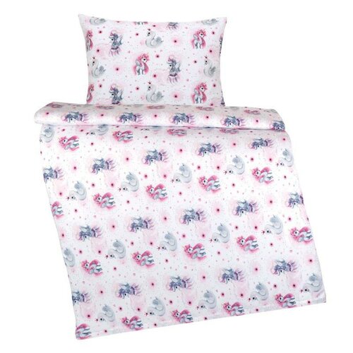 Bellatex Otroška bombažna posteljnina Beáta Jednorožec roza, 100 x 135, 45 x 60 cm