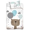 Lenjerie de pat din bumbac, pentru copii,Ursuleț și baloane, 100 x 135 cm, 40 x 60 cm