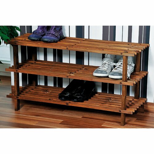 Kesper 69733 Szafka na buty z 3 półkami, ciemna, 77 x 40 x 26 cm