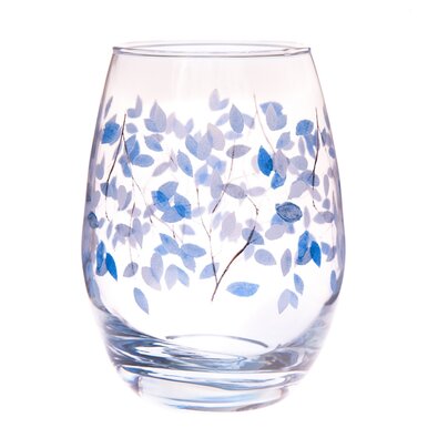 Glas Blaue Blumen, 420 ml