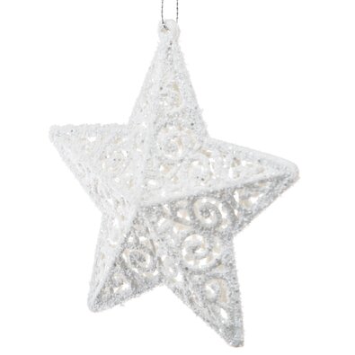 Ornament de Crăciun Carlita Star alb, 11,5 x 11,5 x 2 cm, plastic