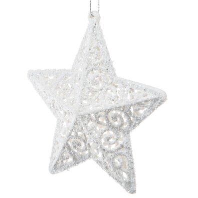 Ornament de Crăciun Carlita Star alb, 11,5 x 11,5x 2 cm, plastic