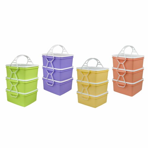 Plastični nosilec za hrano 3 x 1,4 l, 18 x 17 x 23cm