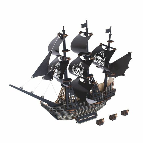 Woodcraft Drevené 3D puzzle Pirátska loď Čierna perla