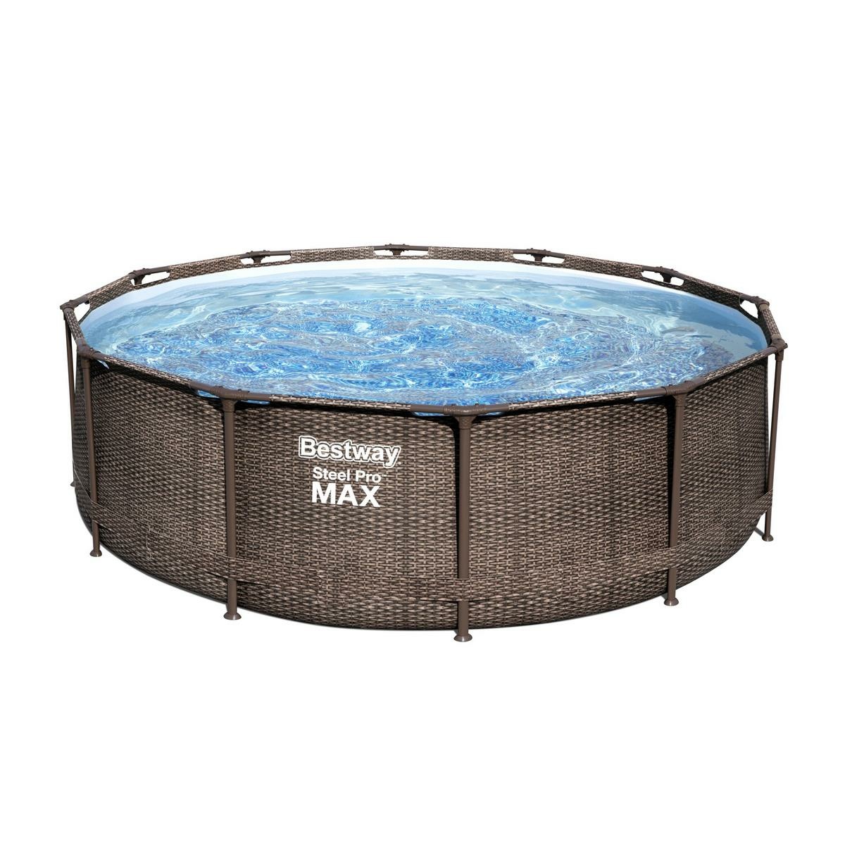 Piscină Bestway Steel Pro MAX Ratancartuș filtrant, scară, diam. 366 cm, înăl. 100 cm