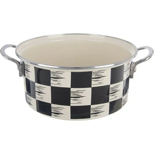 Orion Smaltovaný kastrol Šachovnice Lem, 3 l,  pr. 22 cm