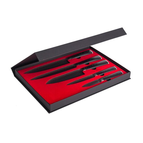 Set de cuțite G21 Damascus Premium în bloc de bambus, cutie, 5 bucăți + piatră de ascuțit