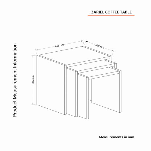 Odkladací stolík Zariel White, 3 ks