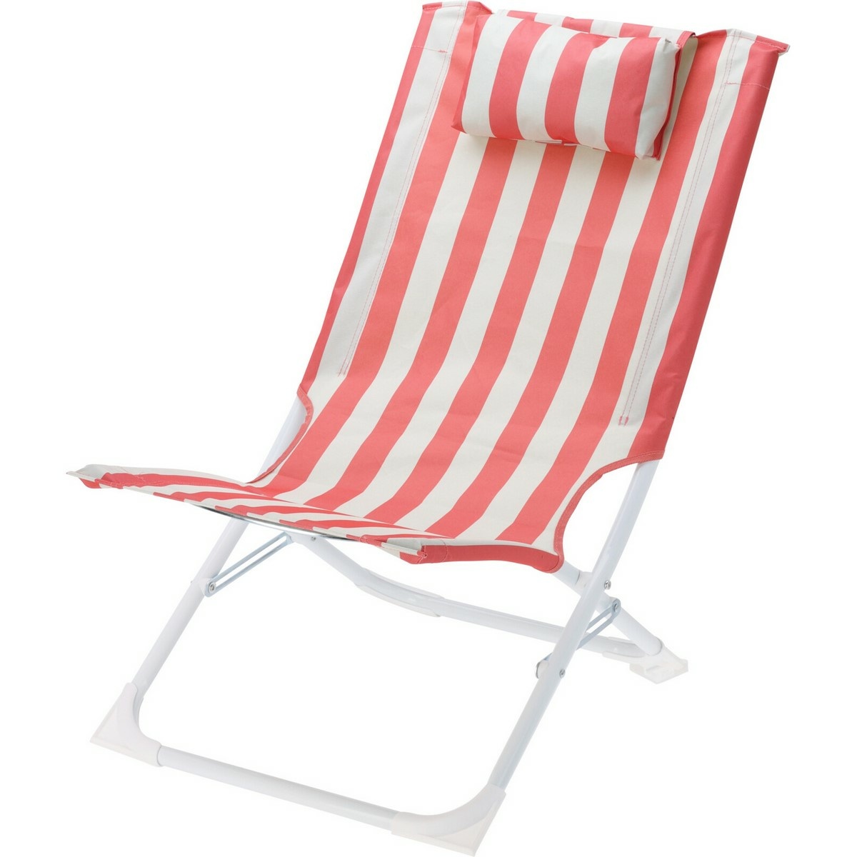 Składane krzesło plażowe w paski, czerwony