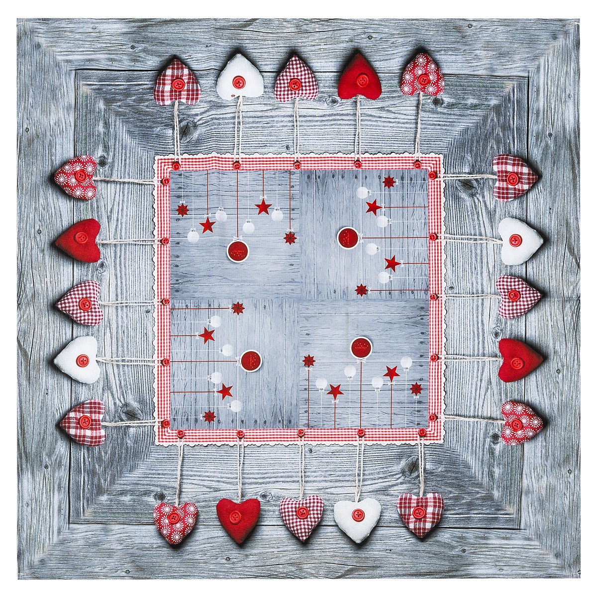 BO-MA Trading Vánoční ubrus Ozdoby látkové, 85 x 85 cm