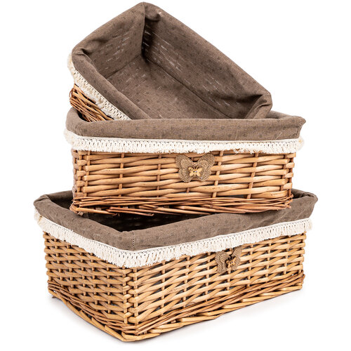 Weidenkorb-Set Village Braun, 3 Stück, 3 Größen, 30 x 16 x 40 cm