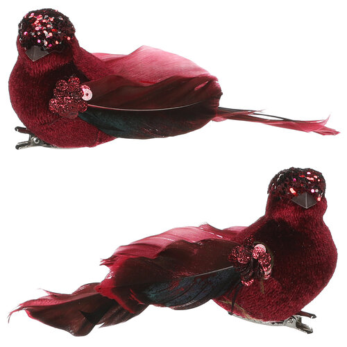 Komplet ptic na sponki, rdeč, 4 kos