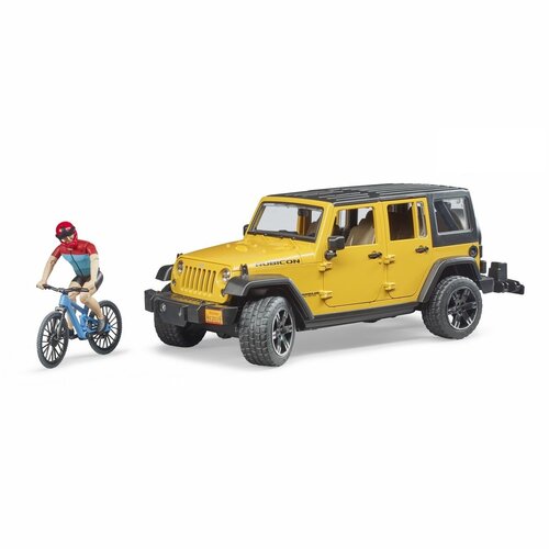 Bruder 2543 Jeep Wrangler Rubicon Unlimited mit Mountainbike und Radfahrer, 3 Stück