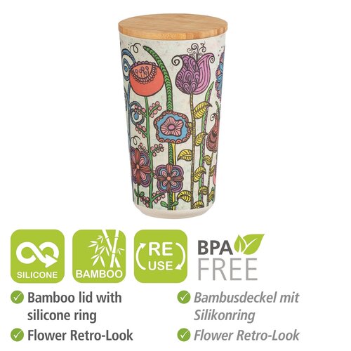 Doză Wenko Flowers, cu capac din bambus, 950 ml