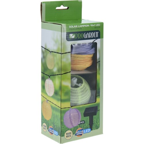 Lanț solar ProGarden cu lanterne LED colorate, 3m, alb cald