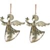 Decorație de Crăciun suspendată Înger 2 buc.,metal, auriu, 16 x 1 x 13 cm