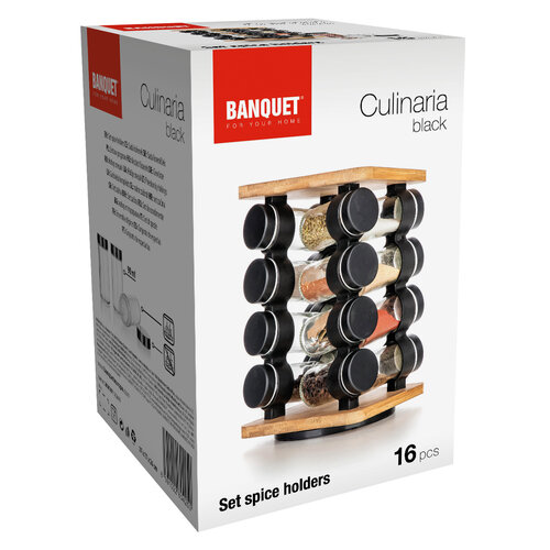 Banquet Set of spice jars CULINARIA Black, 16 pcs
