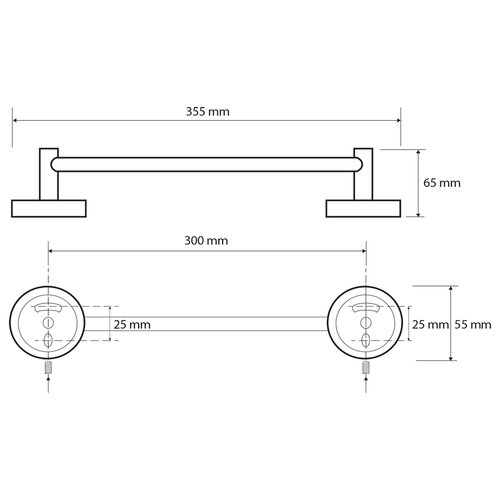 SAPHO XR406 X-Round E suport pentru prosoape 35 cm, argintiu