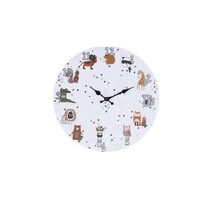 Dětské nástěnné hodiny Hatu Animals, 33 cm, bílá Dětské nástěnné hodiny Hatu Animals, 33 cm, bílá