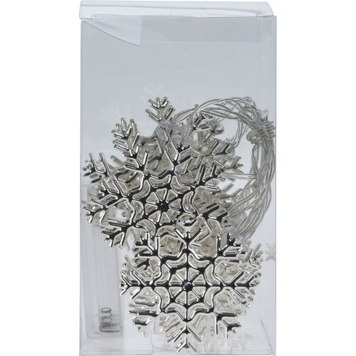 Veriga s svetlečimi snežinkami, 120 cm, toplobela, na baterije