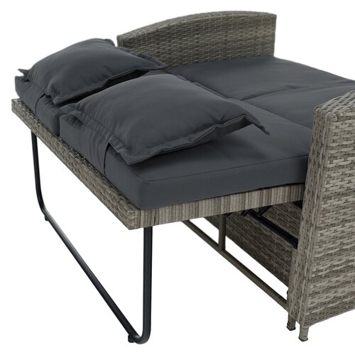 Sofa ogrodowa rattanowa MALORY, szary/naturalny