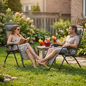 4Home Záhradné plážové polohovacie kreslo Relax, sivá