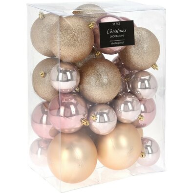 Weihnachtsschmuck-Set Fawless 26 St., Rosa