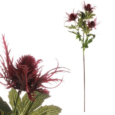 Sztuczny kwiat Eryngium czerwony, 66 cm