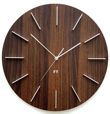 Future Time FT2010WE Round dark natural brown Designové nástenné hodiny, pr. 40 cm