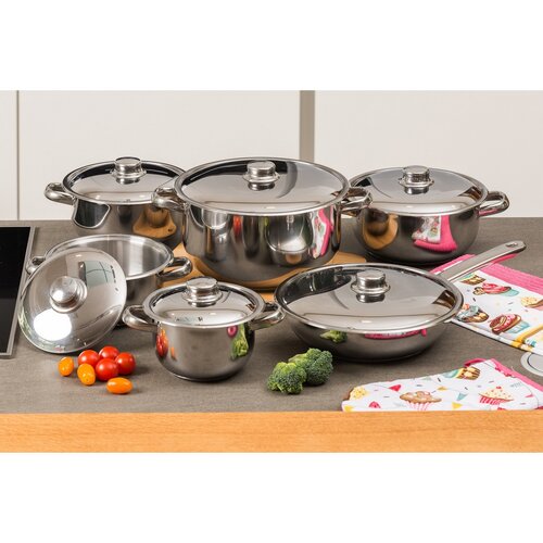 Set oale inox cu capac inox 4Home Destiny, 12 piese