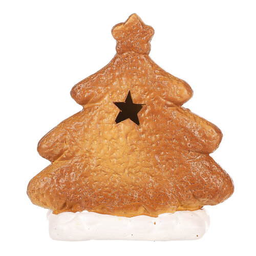 Новорічна прикраса Пряникова ялинка з LED підсвічуванням, кераміка, 13 см