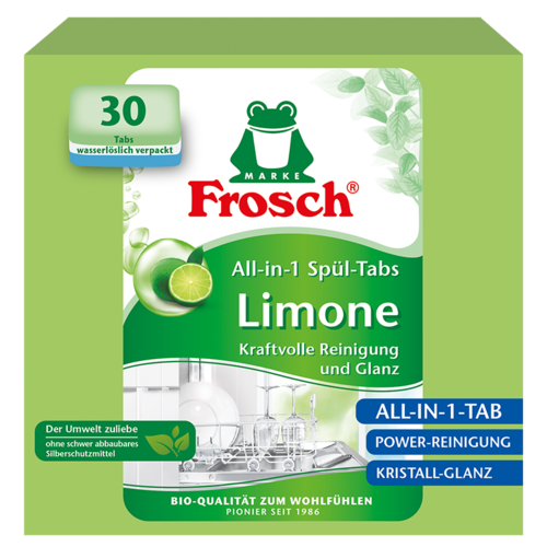 Frosch EKO Tableti za pomivalni stroj vse v 1Limona, 30 tablet