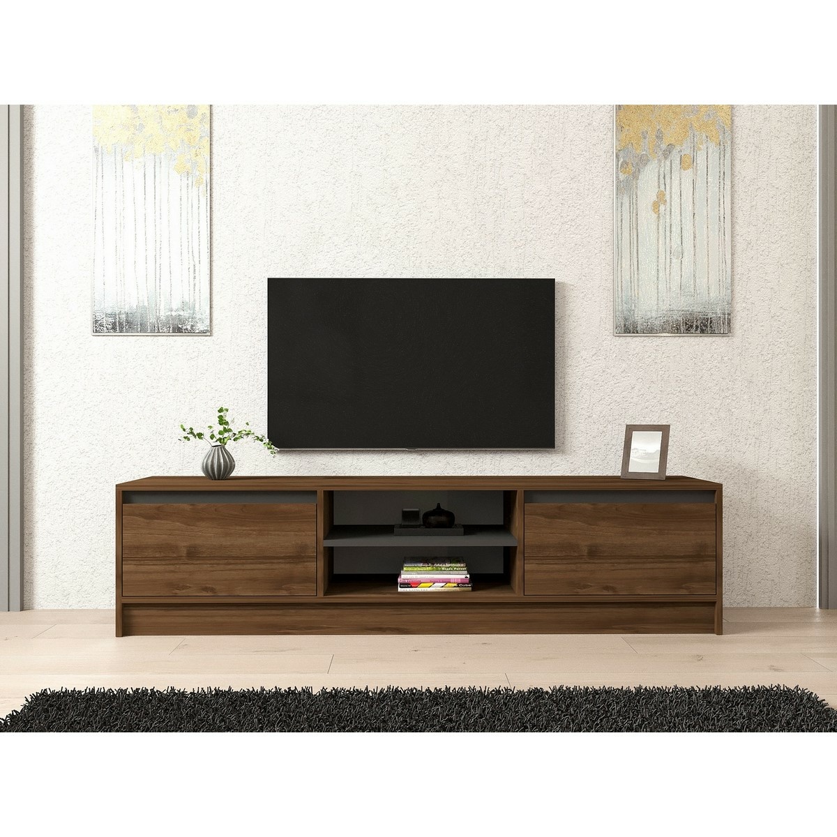 Televízny stolík Olca Walnut and Anthracite