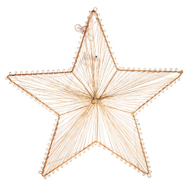 Golden Glow fém függő csillag, 30 x 29 cm, 10 LED