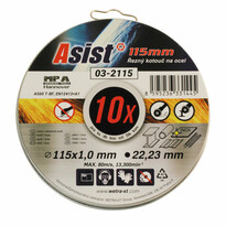 Asist 03-2115 sada rezných kotúčov ocel/INOX, 10 ks, 115 x 1 mm Asist 03-2115 sada rezných kotúčov ocel/INOX, 10 ks, 115 x 1 mm