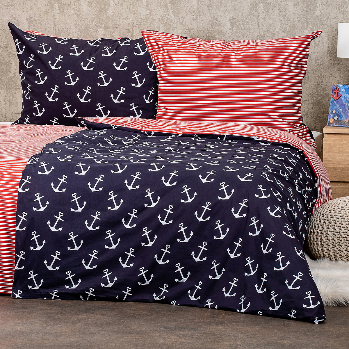 Lenjerie de pat din bumbac 4Home Marine, 140 x 200 cm, 70 x 90 cm