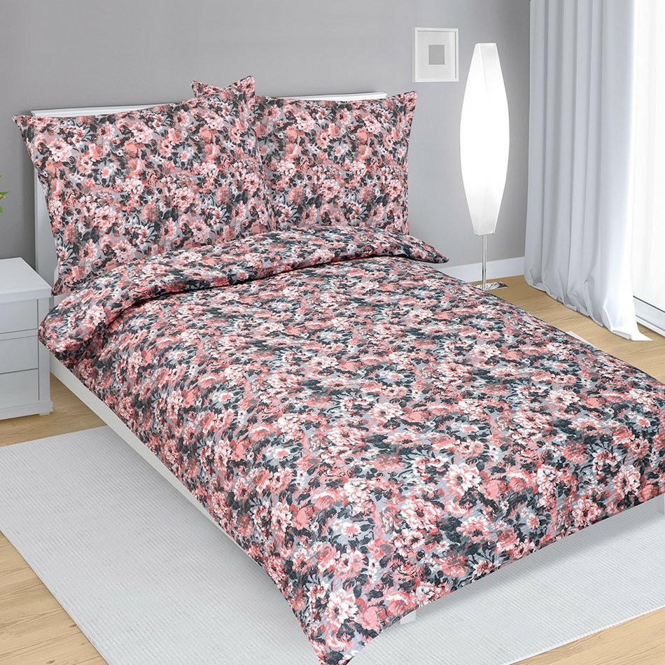 Lenjerie de pat creponată Jiřina roz somon, 140 x 200 cm, 70 x 90 cm 140