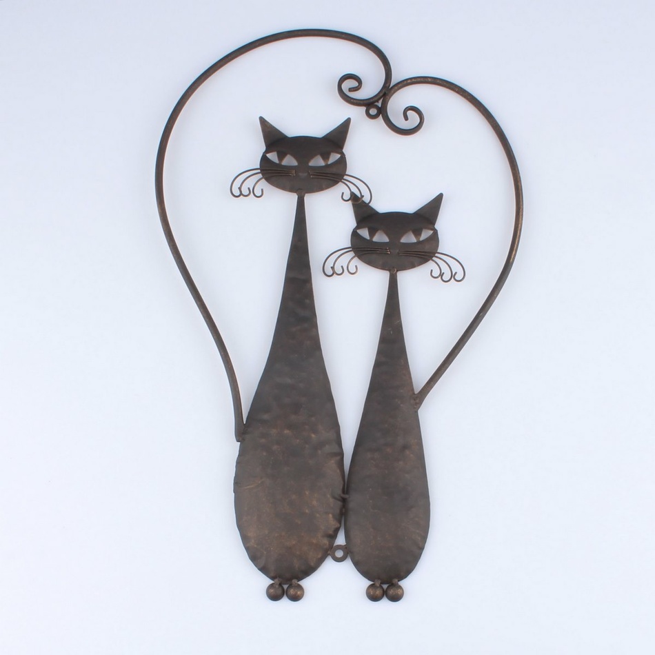 Kovová dekorácia na stenu Cats, 52 cm