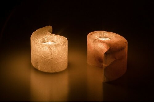 Rabalux 76035 Soluna svečnik iz soli, oranžno-bel