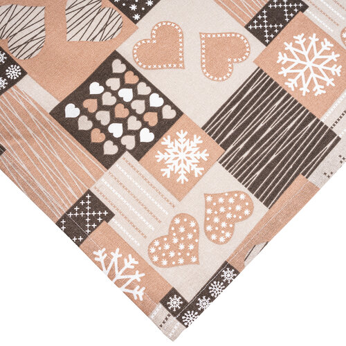 Різдвяна скатертина Patchwork коричневий, 90 x 90 см