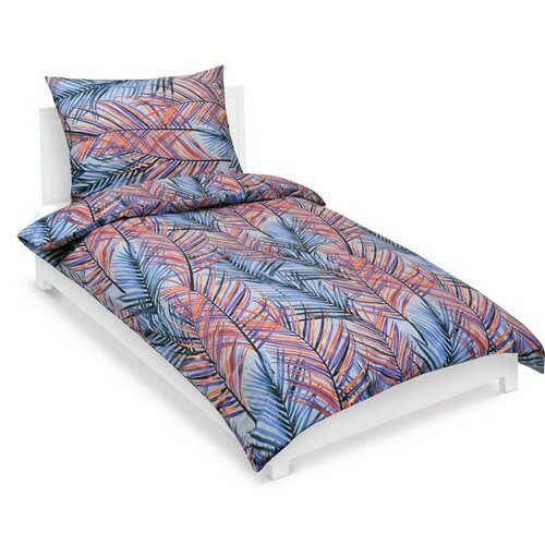 Bellatex Pościel bawełniana Paproć niebieski, 140x 200 cm, 70 x 90 cm
