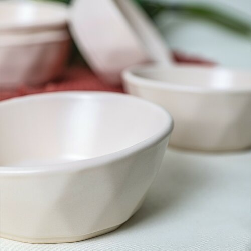 Set de 6 boluri din ceramică Facetta 12 cm, crem