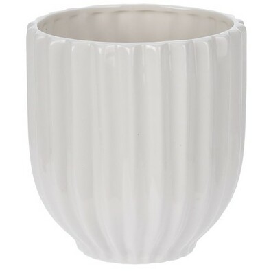 Doniczka ceramiczna Stripes, biały