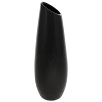 Oval kerámia váza, 12 x 36 x 12 cm, fekete