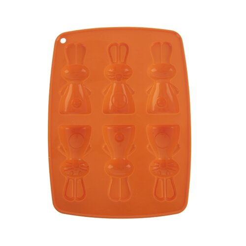 Formă de silicon Orion pentru iepurași deciocolată 6, portocaliu