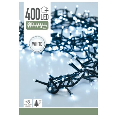 Bele božične lučke, 400 LED-diod, 8 m